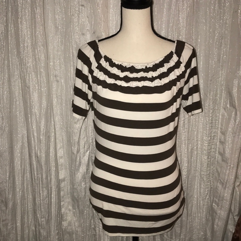 Brown and white striped top